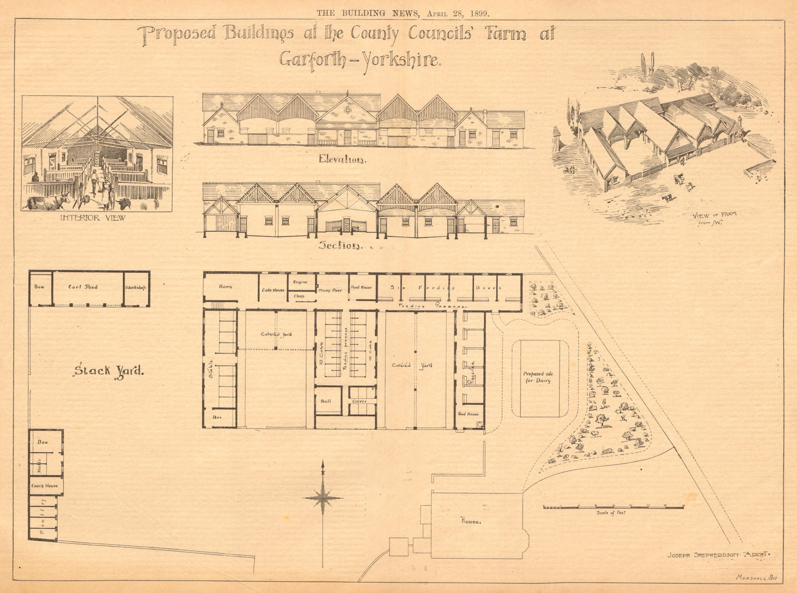 County Council Farm, Garforth, Yorkshire. J. Shepherdson Archt. Yard plan 1899